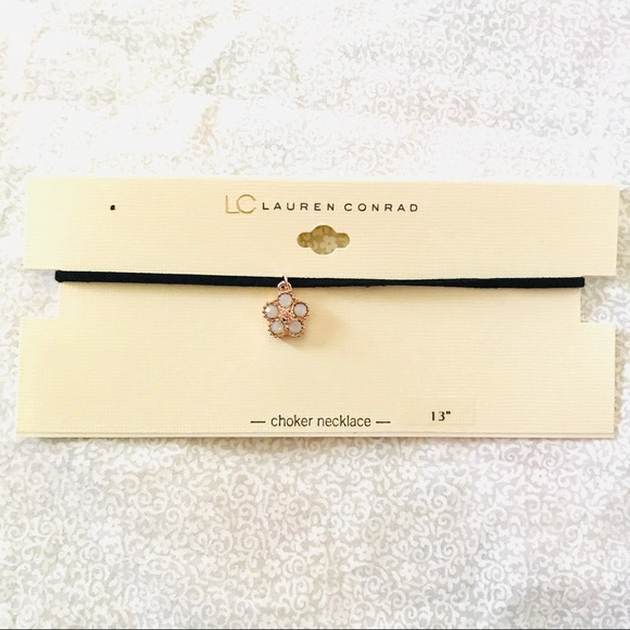 LC Lauren Conrad Flower Pendant Faux Suede Choker - Picture 2 of 2
